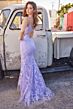 Ellie Wilde EW35115 Cutout Back Sequin Lace Dress