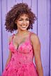 Ellie Wilde EW35122 Basque Waist Sheer Corset Dress