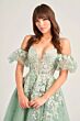 Ellie Wilde EW35205 Detached Sleeves Plunging Neck Dress