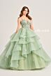 Ellie Wilde EW35206 Layered Skirt Sheer Corset Dress