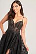 Ellie Wilde EW35216 Sheer Corset Glitter Dress