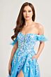 Ellie Wilde EW35220 Feather Sleeves Floral Sequin Dress
