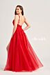 Ellie Wilde EW35233 Floral Appliques High Slit Dress