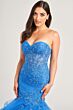 Ellie Wilde EW35239 Layered Skirt Sheer Corset Dress