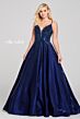 Ellie Wilde EW121005 Beaded Plunging Neck Lace-Up Back Dress