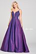 Ellie Wilde EW121005 Beaded Plunging Neck Lace-Up Back Dress