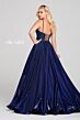 Ellie Wilde EW121005 Beaded Plunging Neck Lace-Up Back Dress