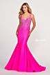 Ellie Wilde EW122001 Cutout Back Strappy V-Neck Beaded Dress