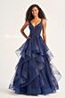 Ellie Wilde EW35119 Flounce Skirt Lace Applique Bodice Dress