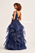 Ellie Wilde EW35119 Flounce Skirt Lace Applique Bodice Dress