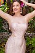 Ellie Wilde EW36013 Illusion Sides Lace-Up Dress