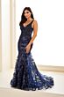 Ellie Wilde EW36074 Cutout Back Embroidered Glitter Dress