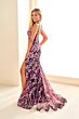 Ellie Wilde EW36101 Scoop Neckline Floral Glitter Dress