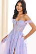 Ellie Wilde EW36217 Illusion Corset High Slit Dress