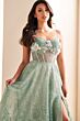 Ellie Wilde EW36218 Floral Corset High Slit Dress