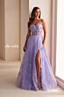 Ellie Wilde EW36218 Floral Corset High Slit Dress