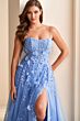 Ellie Wilde EW36222 Floral Appliques Pleated Corset Dress