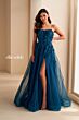 Ellie Wilde EW36222 Floral Appliques Pleated Corset Dress