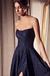Amoris by LaDivine T701 Strapless Draped Bodice Glitter A-Line Dress