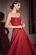 Amoris by LaDivine T701 Strapless Draped Bodice Glitter A-Line Dress