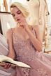 Andrea and Leo A1417 Illusion Bodice Lace-Up Back Dress