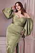 LaDivine 7482 Bishop Sleeve Sweetheart Neck Dress