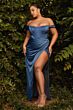 LaDivine 7484 Detachable Straps Lace-Up Dress