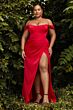 LaDivine 7484 Detachable Straps Lace-Up Dress