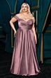 LaDivine 7493 High Slit Off The Shoulder Dress