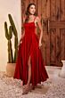 LaDivine B8402 Spaghetti Strap A-Line Satin Dress