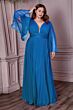 LaDivine CD242 Pleated Angel Sleeve Chiffon Dress