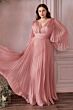 LaDivine CD242 Pleated Angel Sleeve Chiffon Dress
