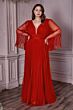 LaDivine CD242 Pleated Angel Sleeve Chiffon Dress