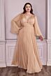 LaDivine CD242 Pleated Angel Sleeve Chiffon Dress