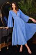 LaDivine CD242 Pleated Angel Sleeve Chiffon Dress