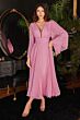 LaDivine CD242 Pleated Angel Sleeve Chiffon Dress