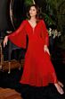 LaDivine CD242 Pleated Angel Sleeve Chiffon Dress