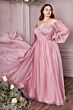 LaDivine CD243 Ruched Bodice Bishop Sleeve Dress