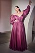 LaDivine CD243 Ruched Bodice Bishop Sleeve Dress