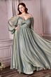 LaDivine CD243 Ruched Bodice Bishop Sleeve Dress