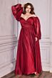 LaDivine CD243 Ruched Bodice Bishop Sleeve Dress