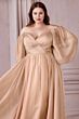 LaDivine CD243 Ruched Bodice Bishop Sleeve Dress