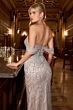LaDivine CC0689 Plunging Neck Off-The-Shoulder Embellished Dress
