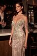 Ladivine CC477 Off-The-Shoulder Plunging Neck Beaded Dress