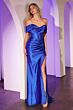 Ladivine KV1115 Pleated Off-The-Shoulder Side Slit Dress