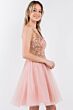 Elizabeth K GS1967 Low Back Sequin Top Dress