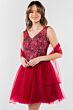 Elizabeth K GS1968 Glitter Top V-Neck Sleeveless Dress