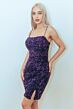 Elizabeth K GS3083 Straight Neckline Sequin Velvet Dress
