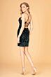 Elizabeth K GS3087 Cowl Neckline Lace-Up Sequin Dress