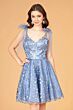 Elizabeth K GS3088 Bow Straps Floral Glitter Dress